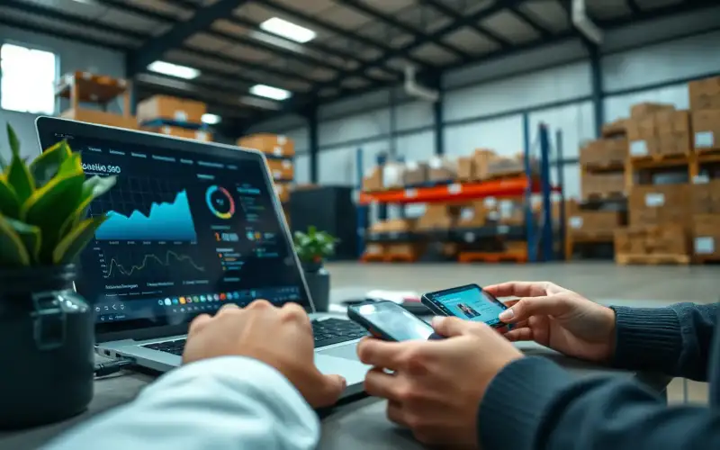 Person arbeitet am Laptop mit Analytics-Dashboard und wertet SEO-Daten aus