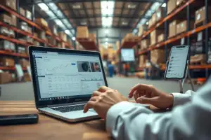 Person arbeitet am Laptop mit Analytics-Dashboard zur Optimierung von Produktseiten im E-Commerce