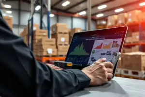 Person arbeitet am Laptop mit SEO-Analytics-Dashboard für Produkttitel-Optimierung 2026