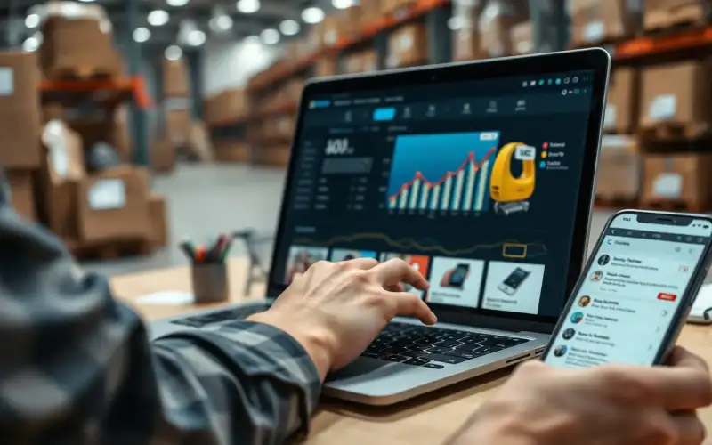 Person arbeitet am Laptop mit Analytics-Dashboard zur Analyse von Core Web Vitals und SEO-Kennzahlen