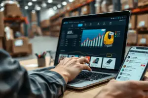 Person arbeitet am Laptop mit Analytics-Dashboard zur Analyse von Core Web Vitals und SEO-Kennzahlen