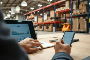 Person arbeitet am Laptop mit Amazon-Analytics-Dashboard und Produktdaten für SEO-Optimierung 2026