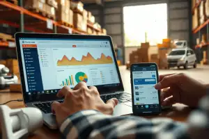 Person arbeitet am Laptop und optimiert technisches SEO für Shopify und WooCommerce mit modernem Setup