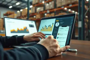 Person arbeitet am Laptop mit Analytics-Dashboard für Linkbuilding-Strategien im Online-Marketing