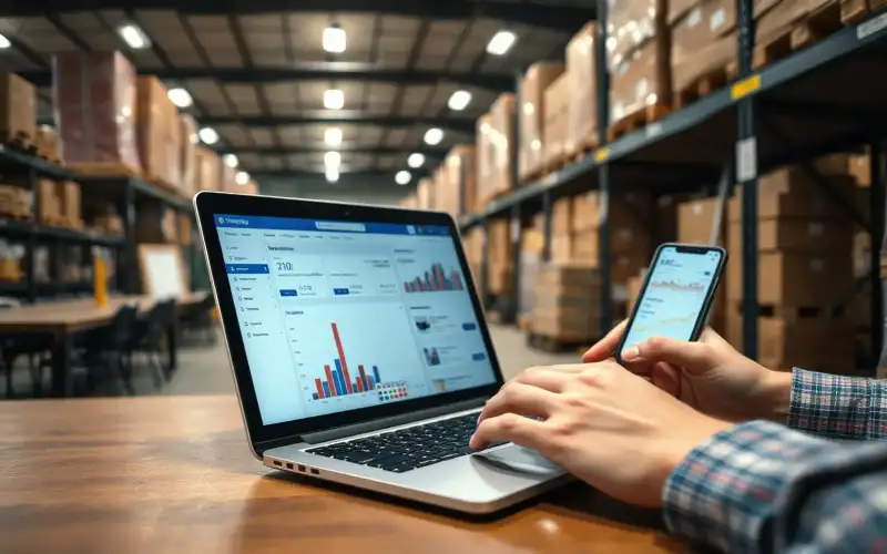 Person arbeitet am Laptop mit E-Commerce-Analysen zum Vergleich von Shopify und WooCommerce 2026