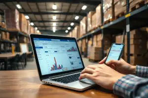 Person arbeitet am Laptop mit E-Commerce-Analysen zum Vergleich von Shopify und WooCommerce 2026