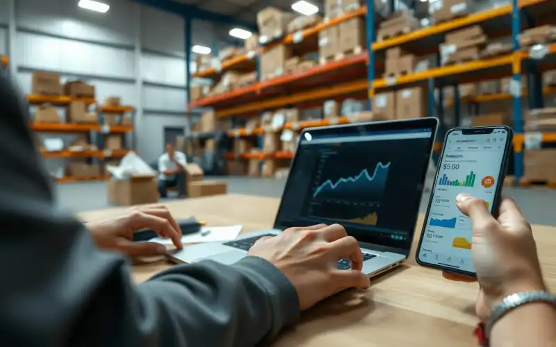 Person arbeitet am Laptop mit SEO-Analytics-Dashboard, das Amazon- und Google-Daten im Vergleich zeigt