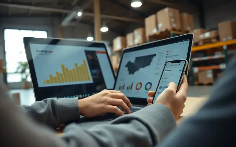 Person arbeitet am Laptop mit Analytics-Dashboard – datengetriebene SEO-Analyse für E-Commerce und Online-Marketing