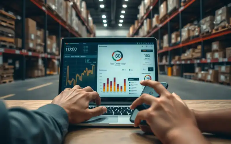 Person arbeitet am Laptop mit Analytics-Dashboard und wertet SEO-Daten aus