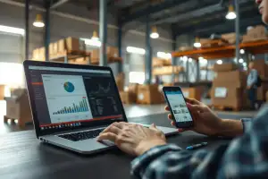 Person arbeitet am Laptop mit Analytics-Dashboard zur Analyse der Suchintention im SEO-Bereich