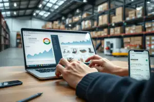 Person arbeitet am Laptop mit Analytics-Dashboard zur internen Verlinkung im SEO-Bereich