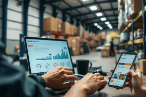 Person arbeitet am Laptop mit Analytics-Dashboard, umgeben von natürlichem Licht – SEO-Analyse im Fokus